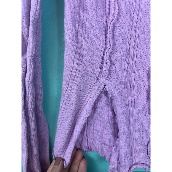 Free People Orchid Lula Thermal Top | Waffle Knit Lettuce Edge Long Sleeve | S - Picture 6 of 7